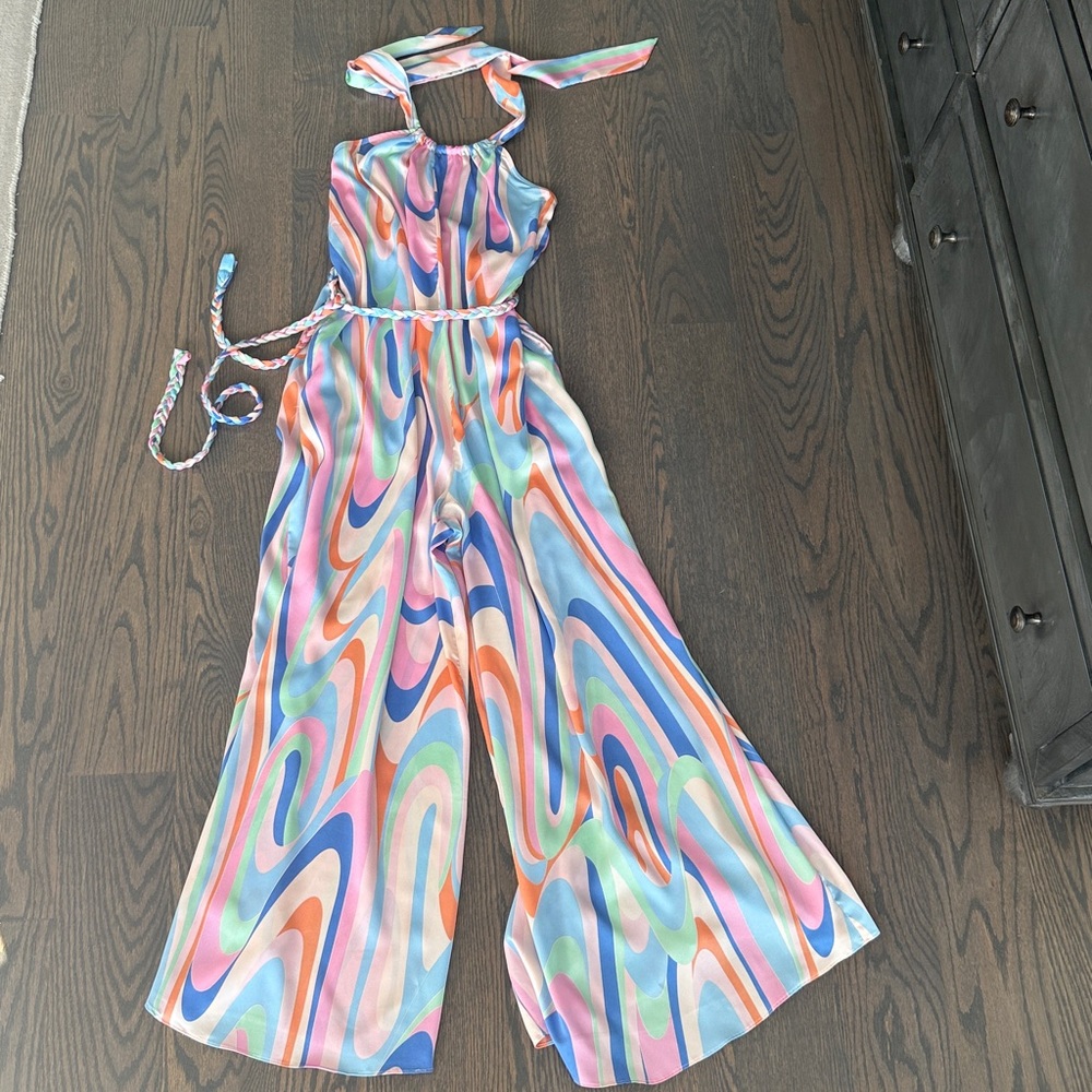Scarf Print Halter Jumpsuit S